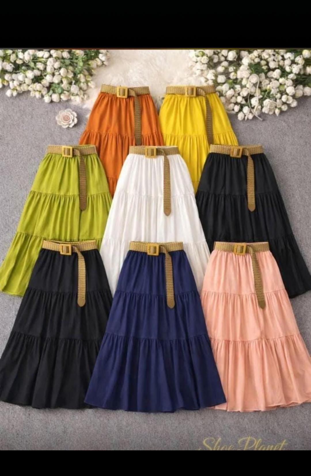 Hot deal 🔥 🔥. Quality  fancy cotton skirts
Women's White High Waist Casual Skirt 2025 Summer Mid-Length Puff Cake Design Slimming Wrap Skirts