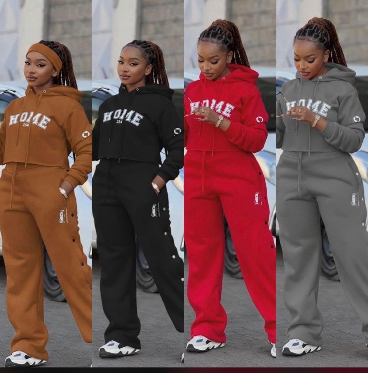Custom Two Piece Set Women Clothing Fleece Tracksuit Oversized Hoodie Sweatpants Winter Clothes Streetwear Jogger Outfit