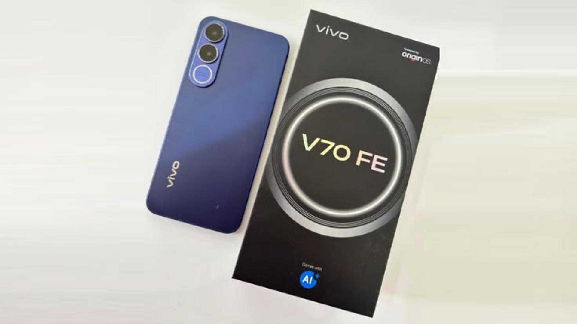 Vivo V70 FE 256GB ROM 8GB RAM 6.83" AMOLED Display Android 16 OriginOS 6 Mediatek Dimensity 7360 Turbo (4 nm) 200 MP + 8MP Main Camera 32MP Front Camera 7000mAh Si/C Li-Ion BatteryVivo V70 FE 256GB RO