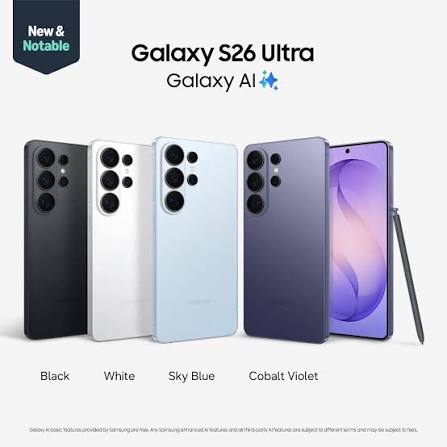 🔥NEW DEAL🔥Samsung Galaxy S26 ULTRA 6.9 inches, Dynamic LTPO AMOLED 2X, 120Hz, HDR10+, 2600 nits (peak) 00MP + 10MP + 50MP + 50MP main camera 12MP Front Camera Qualcomm SM8850-AC Snapdragon 8 Elite