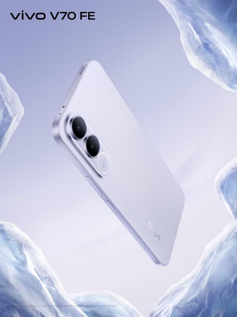 Vivo V70 FE 256GB ROM 8GB RAM 6.83" AMOLED Display Android 16 OriginOS 6 Mediatek Dimensity 7360 Turbo (4 nm) 200 MP + 8MP Main Camera 32MP Front Camera 7000mAh Si/C Li-Ion BatteryVivo V70 FE 256GB RO