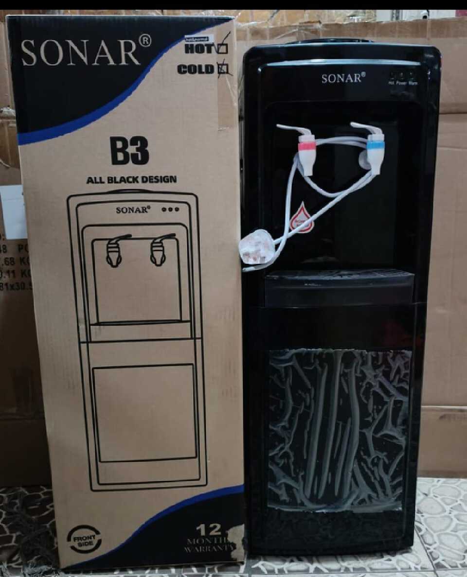💧🔥 SONAR B3 Hot & Cold Water Dispenser – Elegant All-Black Water Cooler with Dual Taps, Stylish Modern Design, Easy-to-Use Hot & Cold Water System, Perfect for Home, Office, Shop, School & Everyday