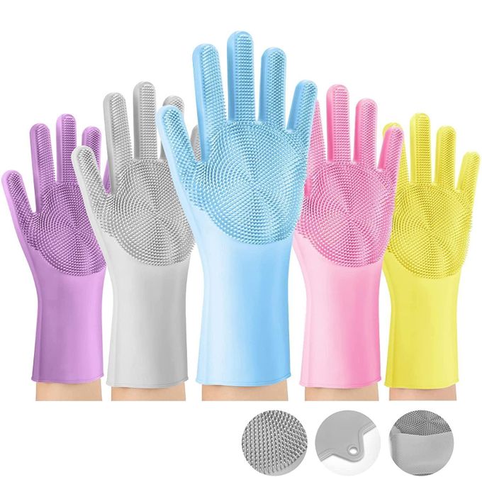 2PCS Kitchen Dishwashing Gloves for Washing Dishes – Reusable Rubber/Silicone Cleaning Gloves for Kitchen, Bathroom & Car Cleaning – Waterproof Household Hand Gloves for Women, Home Essentials