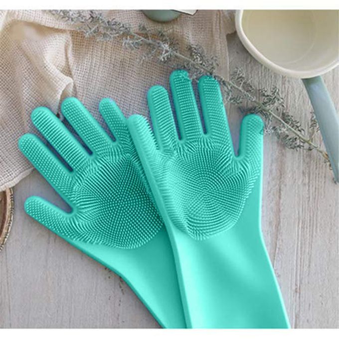 2PCS Kitchen Dishwashing Gloves for Washing Dishes – Reusable Rubber/Silicone Cleaning Gloves for Kitchen, Bathroom & Car Cleaning – Waterproof Household Hand Gloves for Women, Home Essentials
