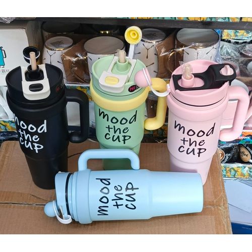 Mood The Cup, Stanley Mug Tumbler with Handle and Straw Lid – Insulated Reusable Stainless Steel Travel Mug, Sports Water Bottl
