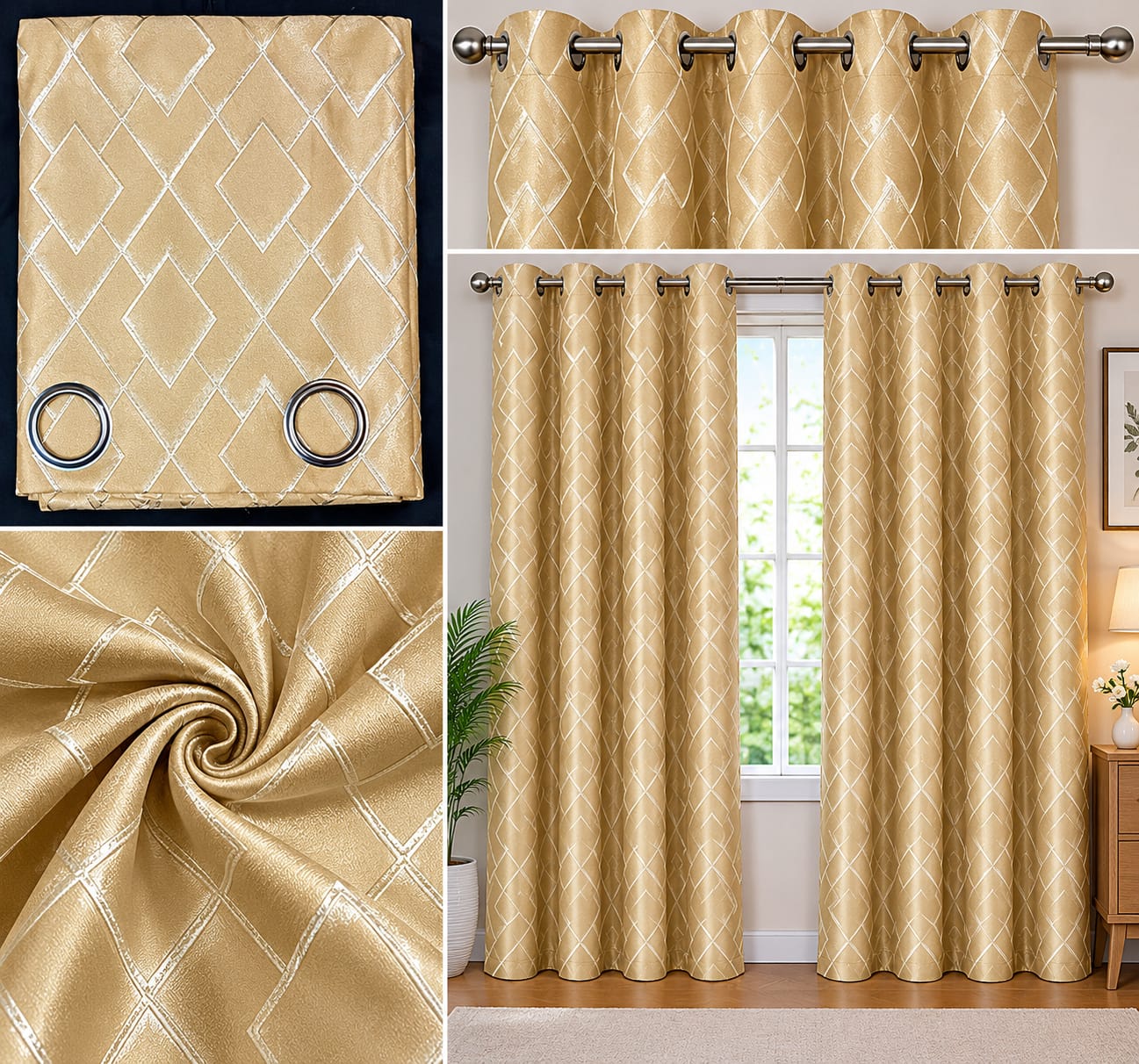 {TODAY'S DEAL } Taisier Home Gold Foil Print Linen Textured Curtains 3PC & 2PC Set Marble Curtains - 3PCc(1.5 mtrs each+1.5 mtrs each+Sheers: White :3 mtrs) 0r 2pcs((1.5 mtrs each+1.5 mtrs each)