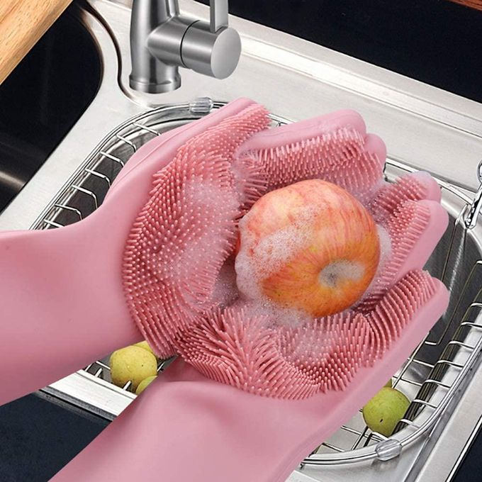 2PCS Kitchen Dishwashing Gloves for Washing Dishes – Reusable Rubber/Silicone Cleaning Gloves for Kitchen, Bathroom & Car Cleaning – Waterproof Household Hand Gloves for Women, Home Essentials