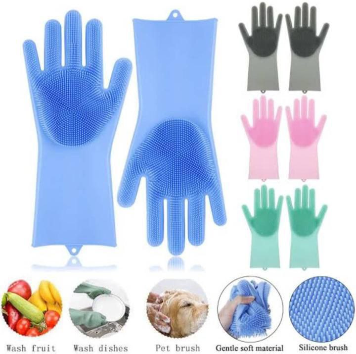 2PCS Kitchen Dishwashing Gloves for Washing Dishes – Reusable Rubber/Silicone Cleaning Gloves for Kitchen, Bathroom & Car Cleaning – Waterproof Household Hand Gloves for Women, Home Essentials