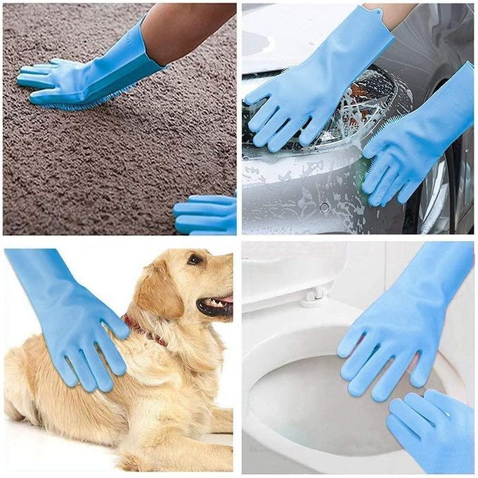2PCS Kitchen Dishwashing Gloves for Washing Dishes – Reusable Rubber/Silicone Cleaning Gloves for Kitchen, Bathroom & Car Cleaning – Waterproof Household Hand Gloves for Women, Home Essentials