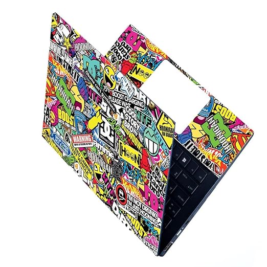 Full Laptop Skin Bubble-Free HD Quality Sticker for Laptops Up to 15.6" Compatible with Apple/Dell/HP/Lenovo/Acer/Asus/Sony (Dustproof Waterproof Scratchproof Reusable)-Bomb FL1.