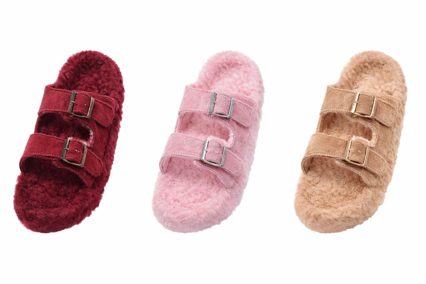 Pink Fluffy Indoor Slippers Sandal Slipper fashion open toe faux fur fluffy slippers sliders