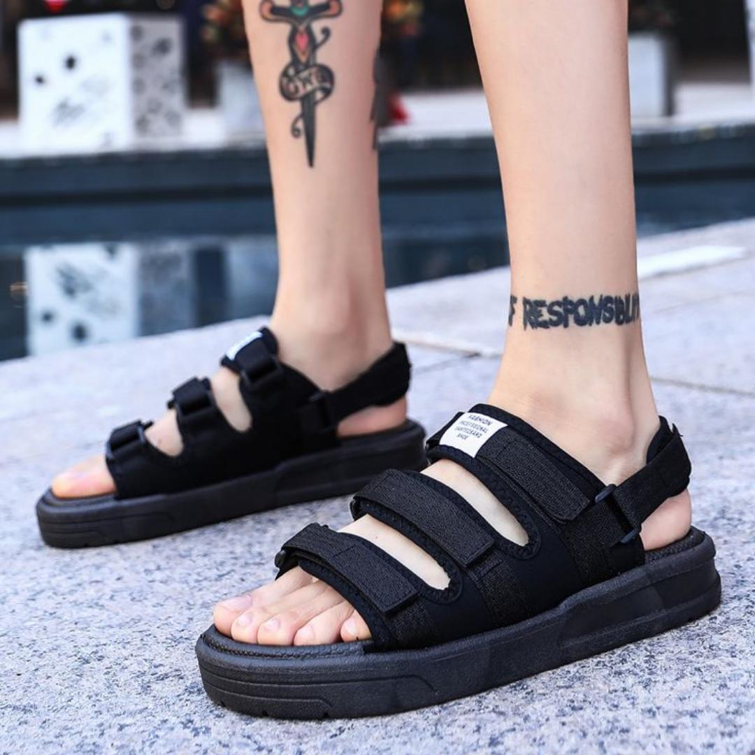 Men's Shoes Large Size Men's sandals New fashion summer men's wear-resistant non-slip anti-odor driving shoes can soak couple beach shoes open shoes Black Grey Durable Shoes Household