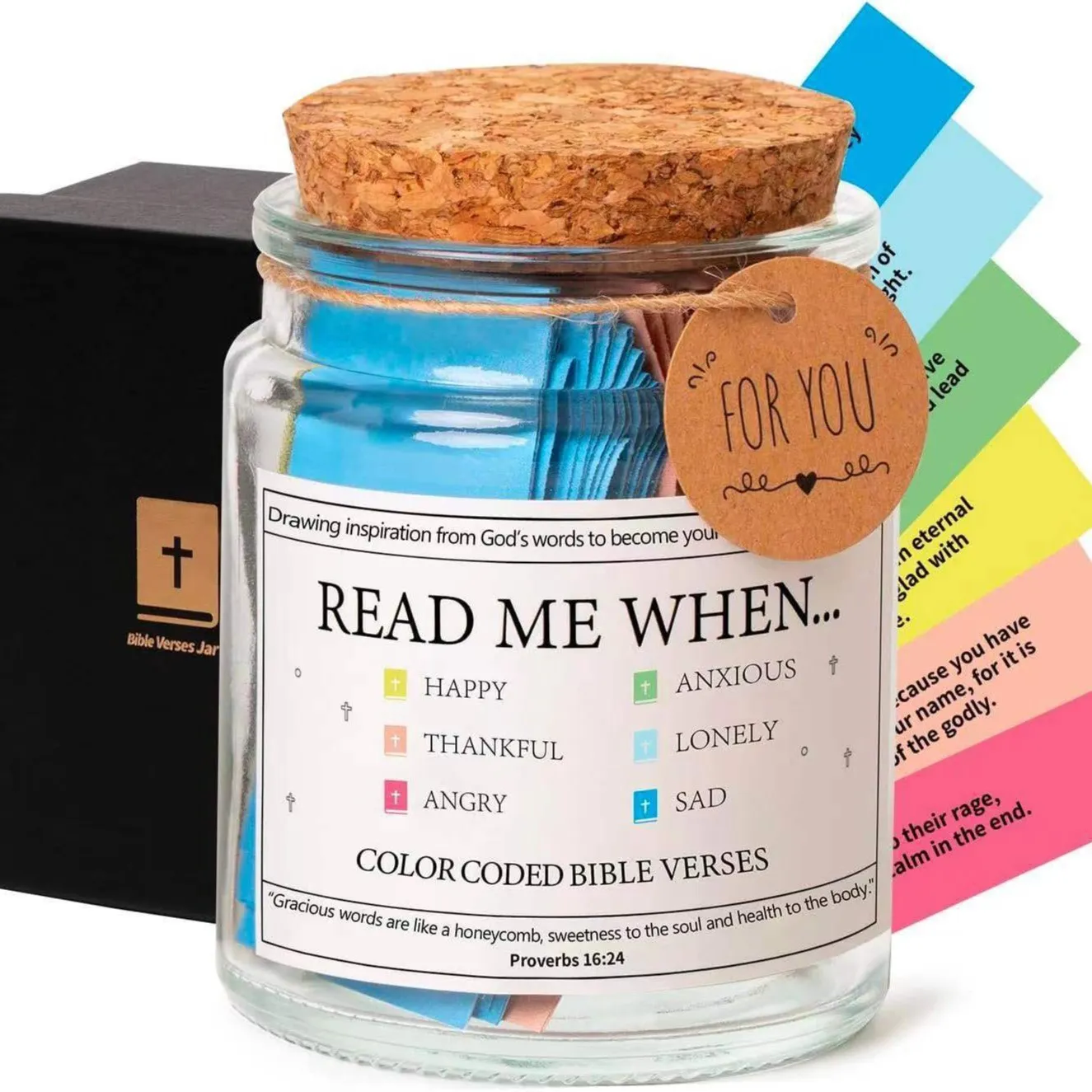 Color-Coded Bible Verses Jar Gift Set – Bible Scripture Cards for Daily Encouragement, Christian Gift for Women & Friends, Devotional & Faith Inspiration Kit