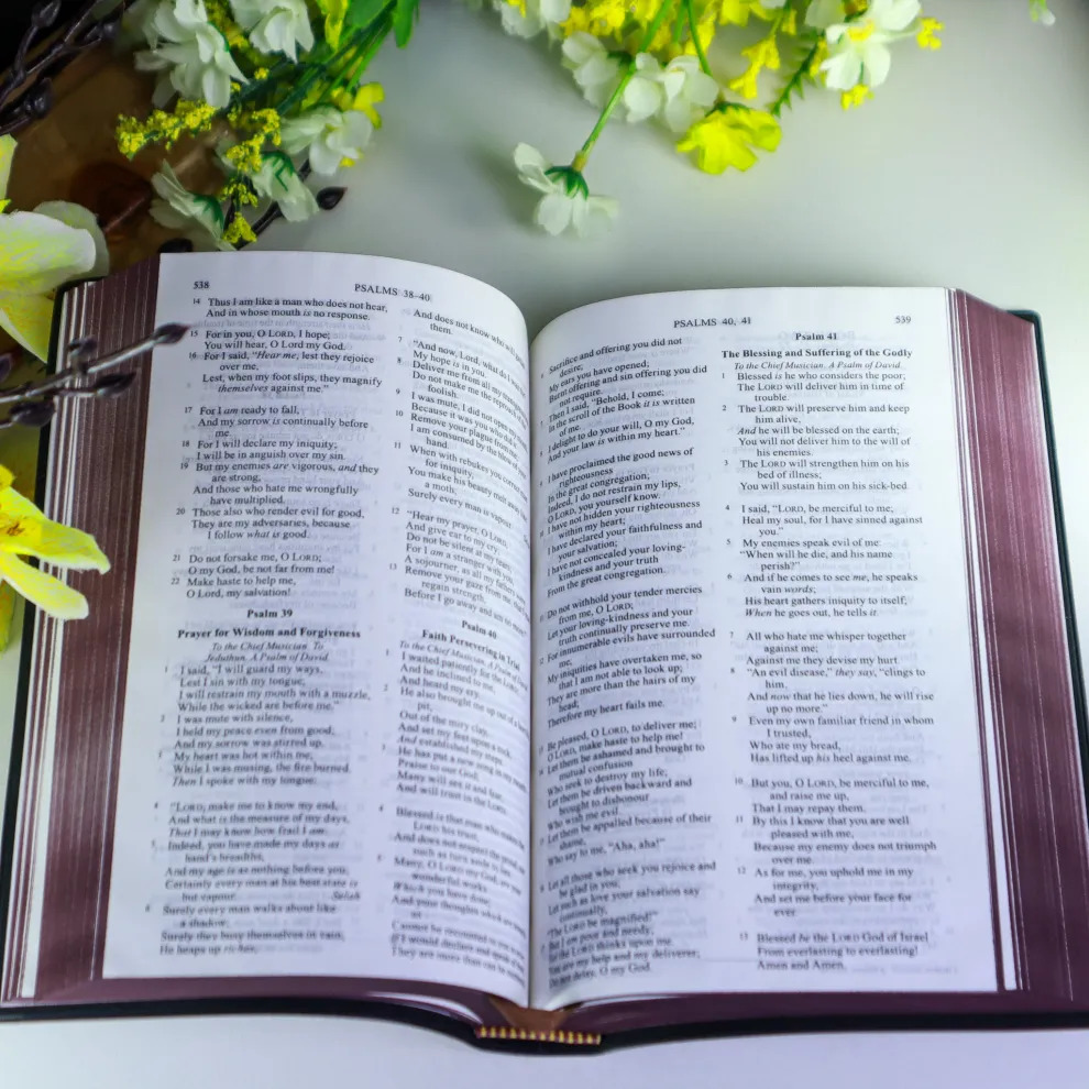 Elevate your spiritual journey with this stunning New King James Version (NKJV) Bible, wrapped in a rich and professional coffee brown vinyl cover.