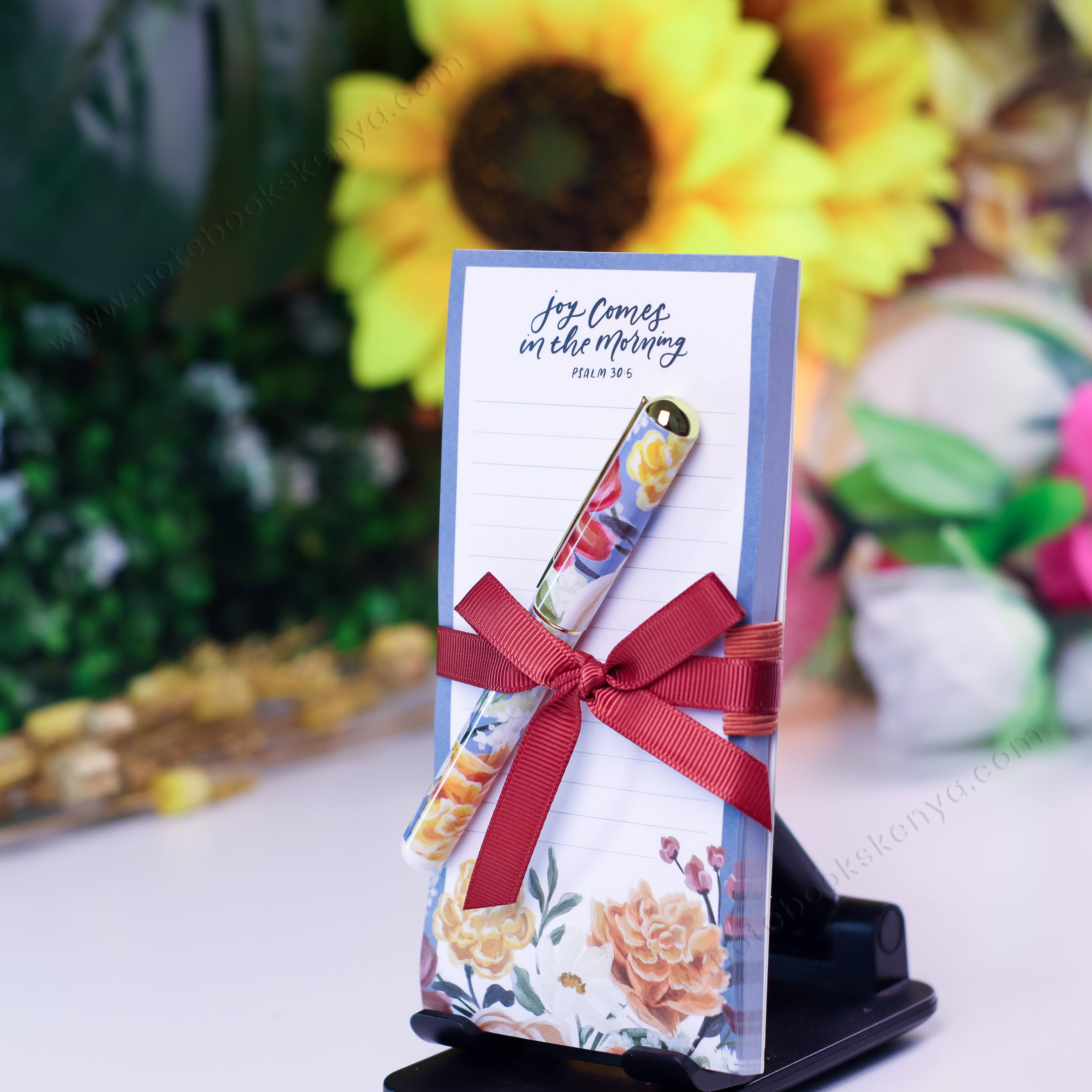 Joy Comes in the Morning Magnetic Notepad with Pen Gift for Women, Girls and Ladies Unique Birthday, Anniversary and Wedding Gift.