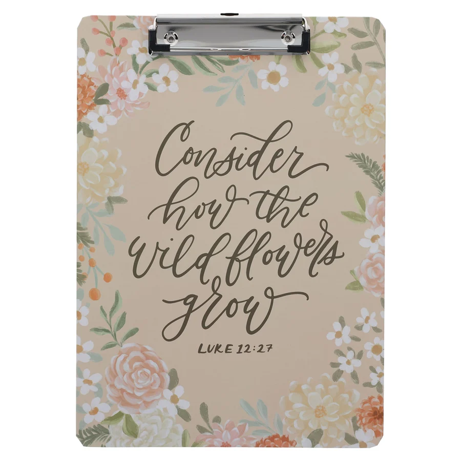 Consider How the Wildflowers Grow” Clipboard with Notepad Gift for Women, Girls and Ladies