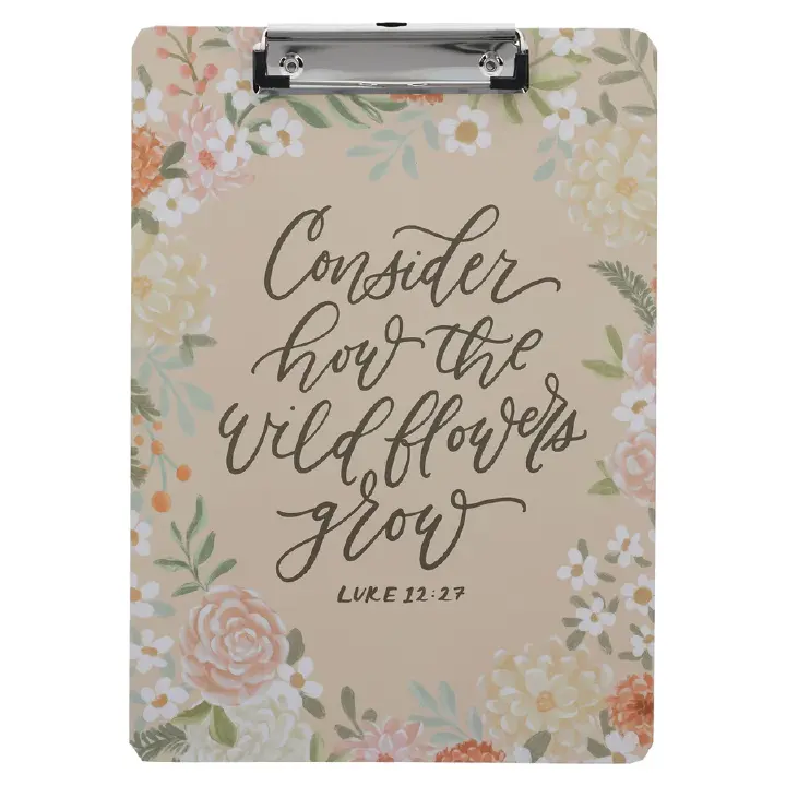 Consider How the Wildflowers Grow” Clipboard with Notepad Gift for Women, Girls and Ladies