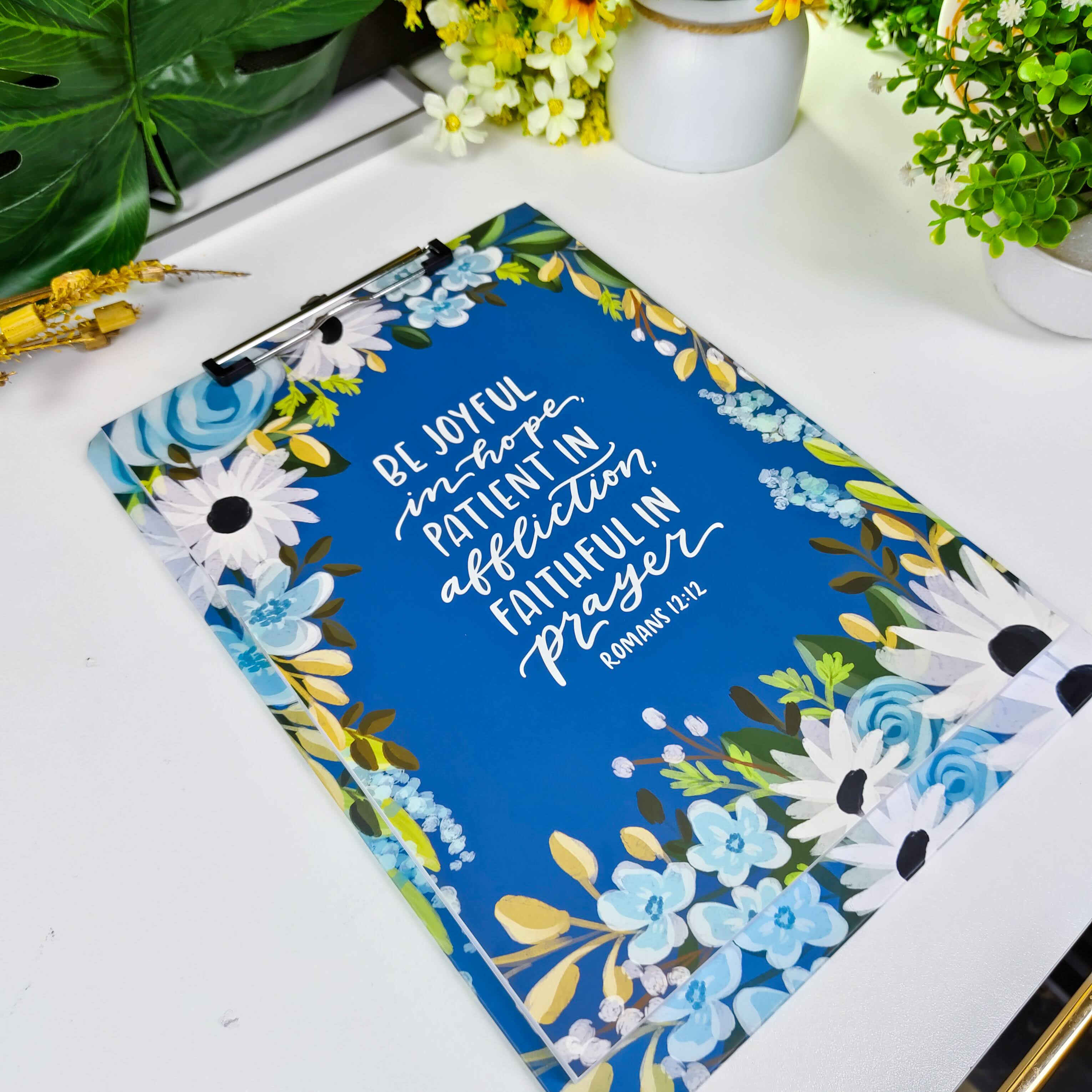 Be Joyful in Hope Clipboard with Notepad Gift for Women, Girls and Ladies Unique Birthday, Anniversary and Wedding Gift.
