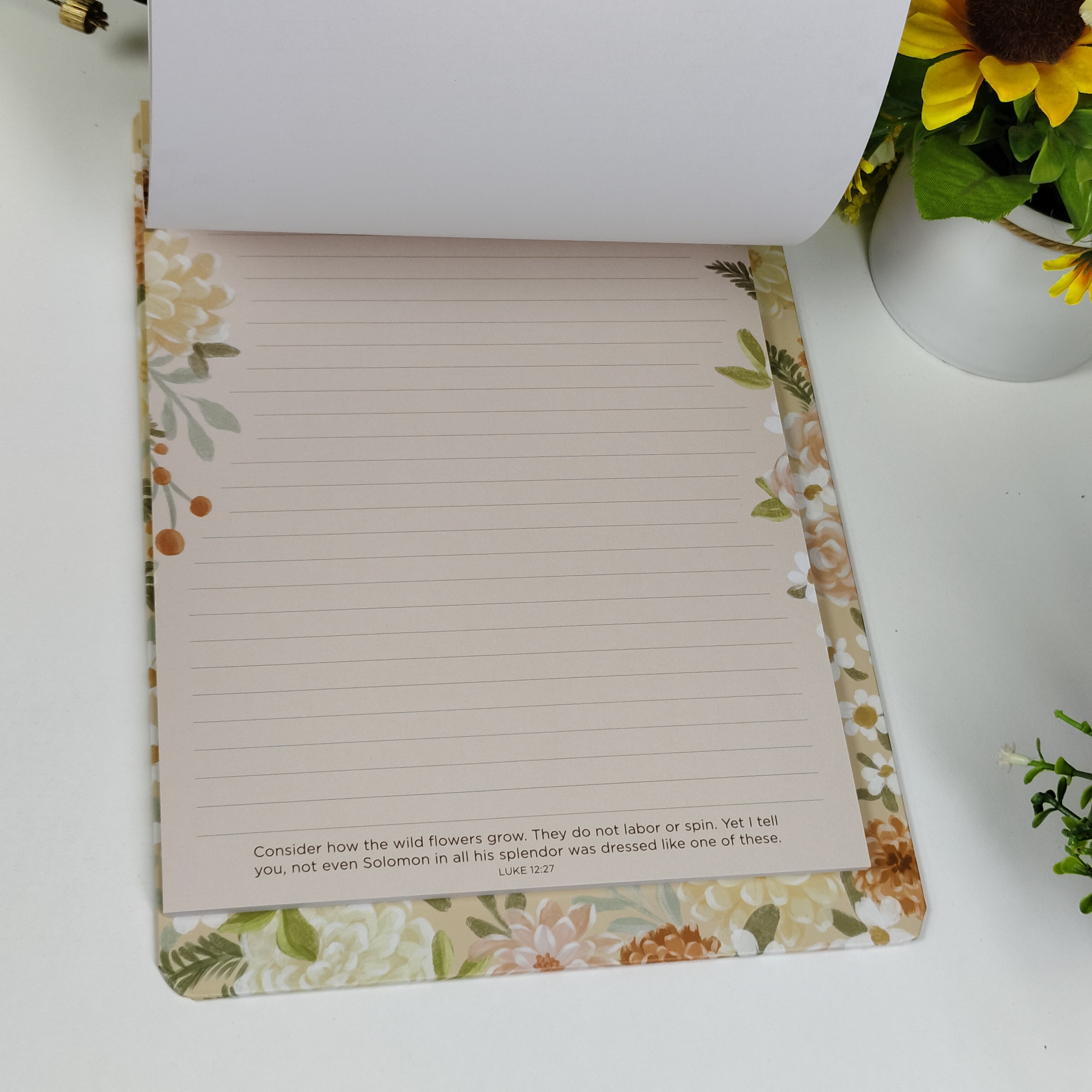 Consider How the Wildflowers Grow” Clipboard with Notepad Gift for Women, Girls and Ladies