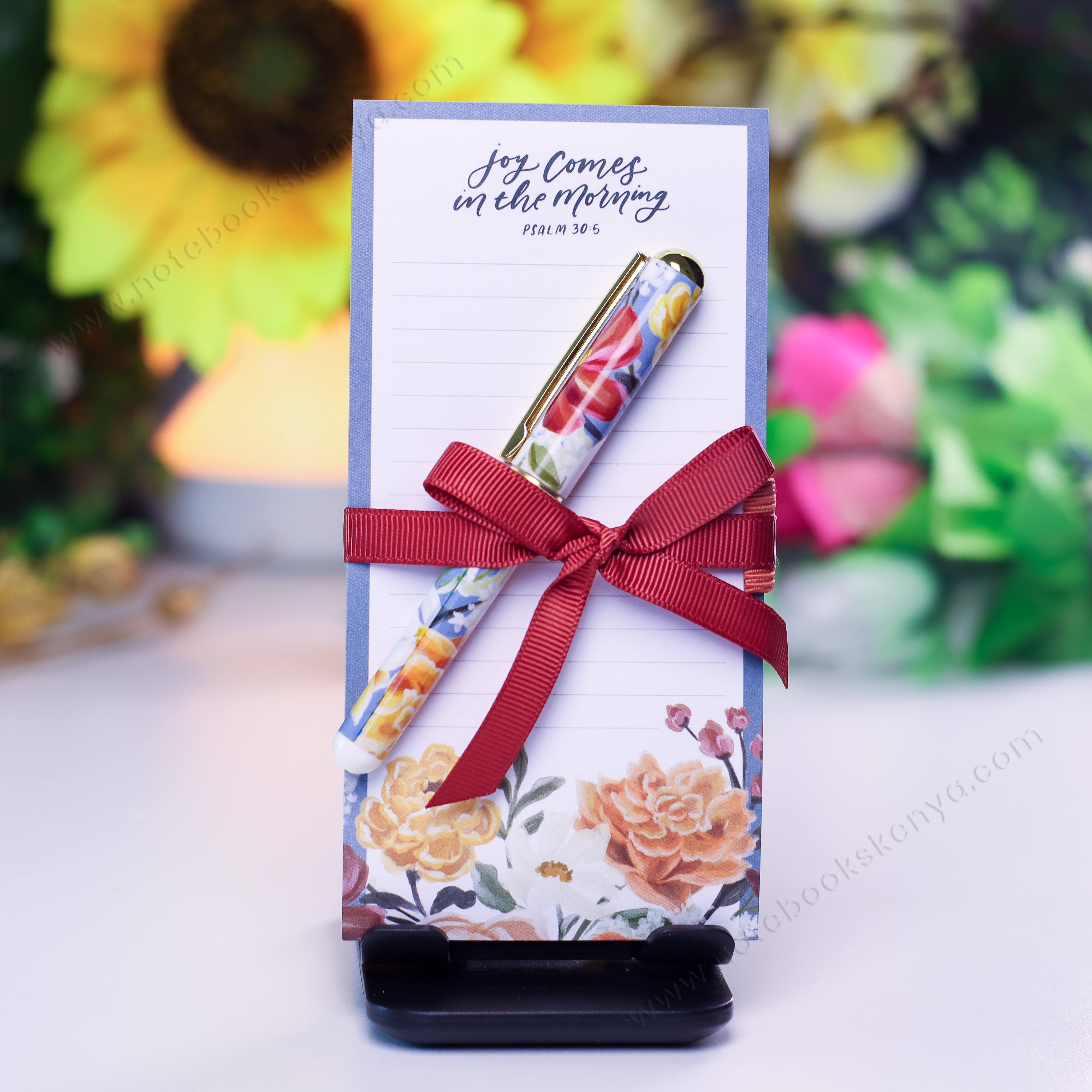 Joy Comes in the Morning Magnetic Notepad with Pen Gift for Women, Girls and Ladies Unique Birthday, Anniversary and Wedding Gift.
