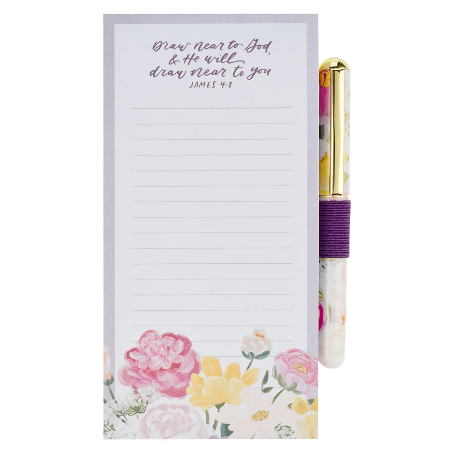 Draw Near to God and He Will Draw Near to You Magnetic Notepad with PenGift for Women, Girls and Ladies Unique Birthday, Anniversary and Wedding Gift.
