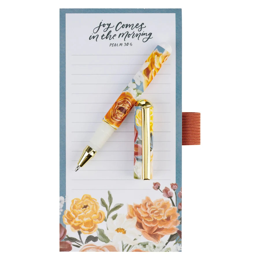 Joy Comes in the Morning Magnetic Notepad with Pen Gift for Women, Girls and Ladies Unique Birthday, Anniversary and Wedding Gift.