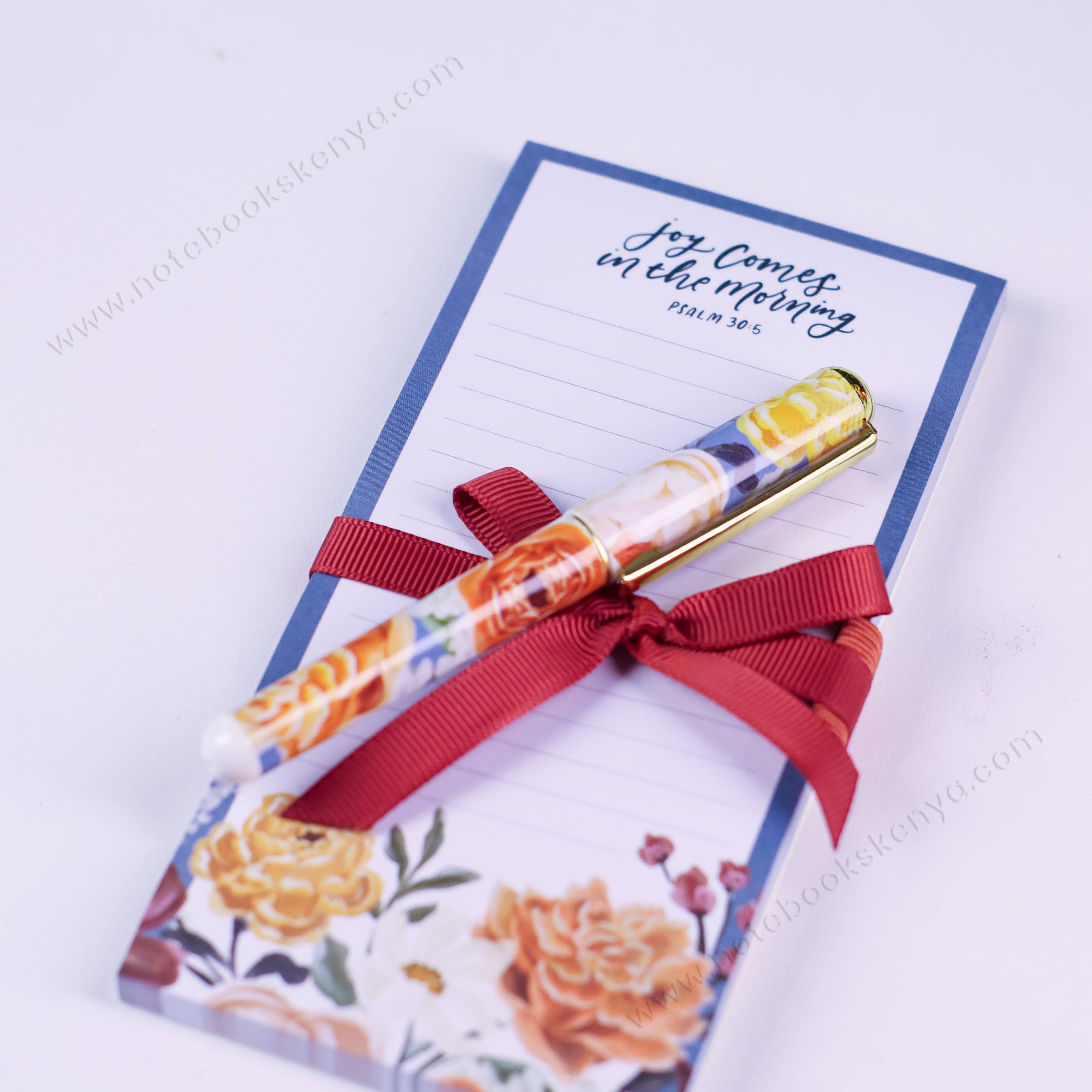 Joy Comes in the Morning Magnetic Notepad with Pen Gift for Women, Girls and Ladies Unique Birthday, Anniversary and Wedding Gift.
