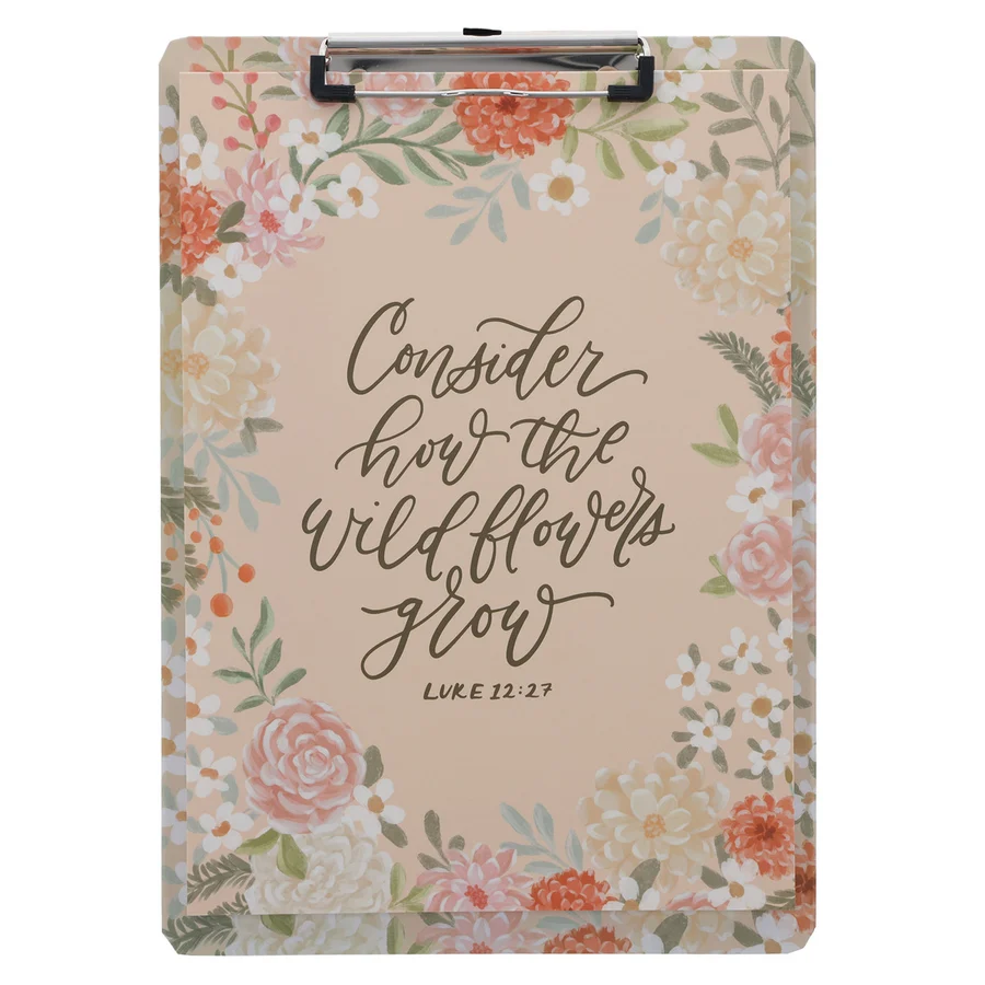 Consider How the Wildflowers Grow” Clipboard with Notepad Gift for Women, Girls and Ladies