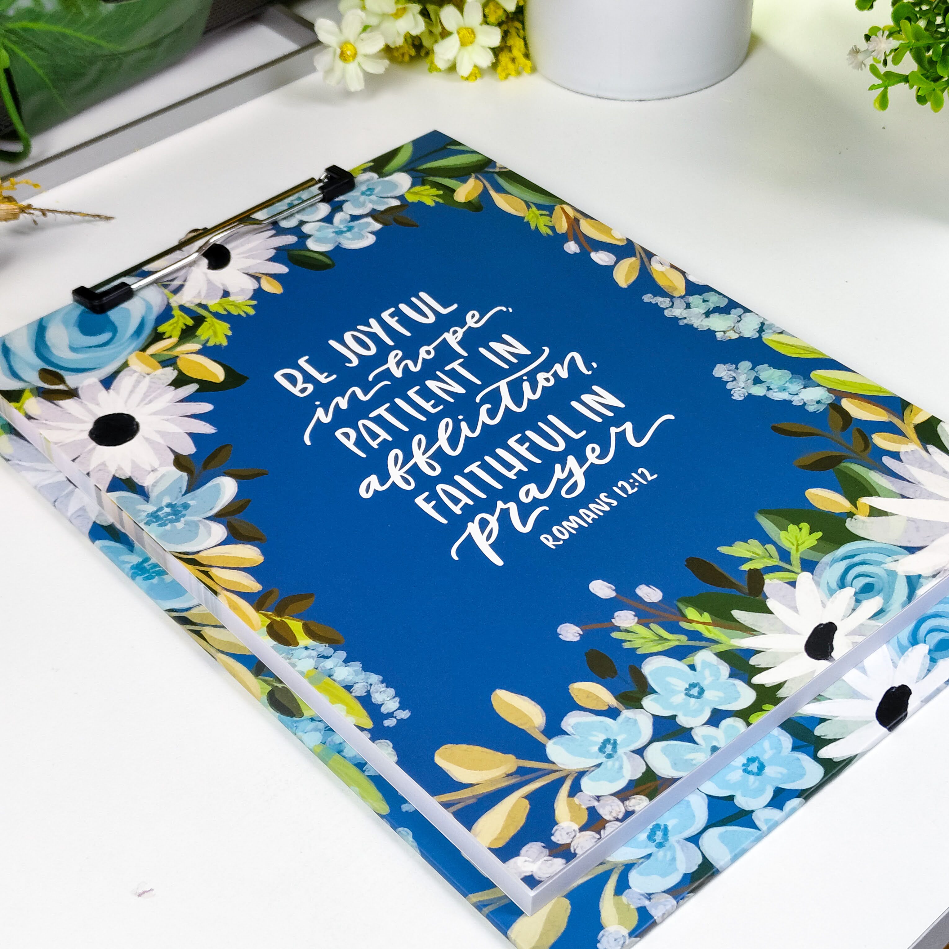 Be Joyful in Hope Clipboard with Notepad Gift for Women, Girls and Ladies Unique Birthday, Anniversary and Wedding Gift.
