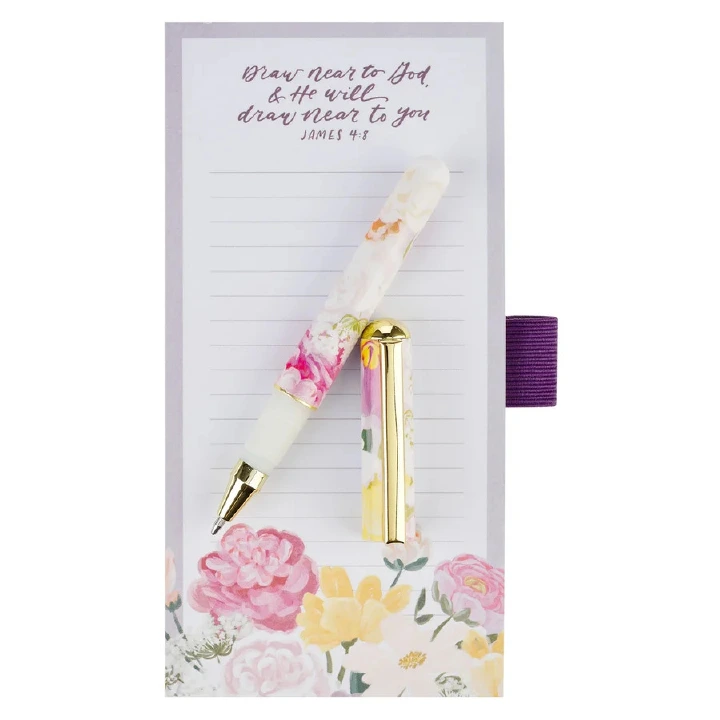 Draw Near to God and He Will Draw Near to You Magnetic Notepad with PenGift for Women, Girls and Ladies Unique Birthday, Anniversary and Wedding Gift.