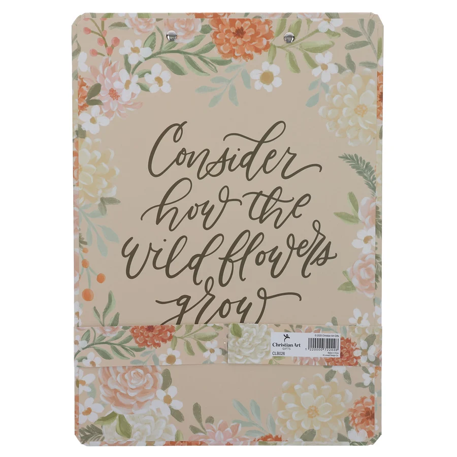 Consider How the Wildflowers Grow” Clipboard with Notepad Gift for Women, Girls and Ladies