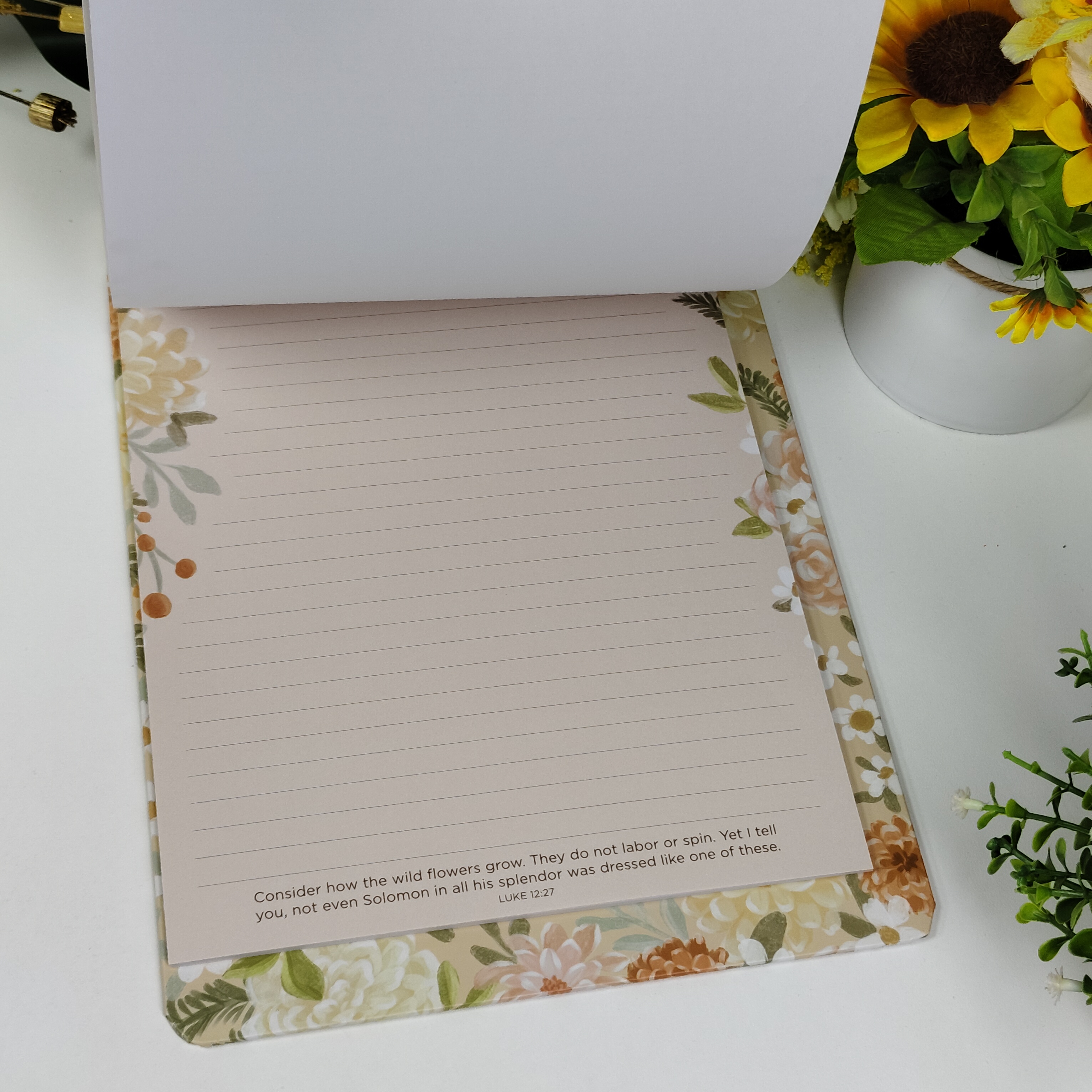 Consider How the Wildflowers Grow” Clipboard with Notepad Gift for Women, Girls and Ladies