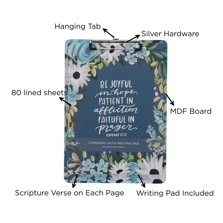 Be Joyful in Hope Clipboard with Notepad Gift for Women, Girls and Ladies Unique Birthday, Anniversary and Wedding Gift.
