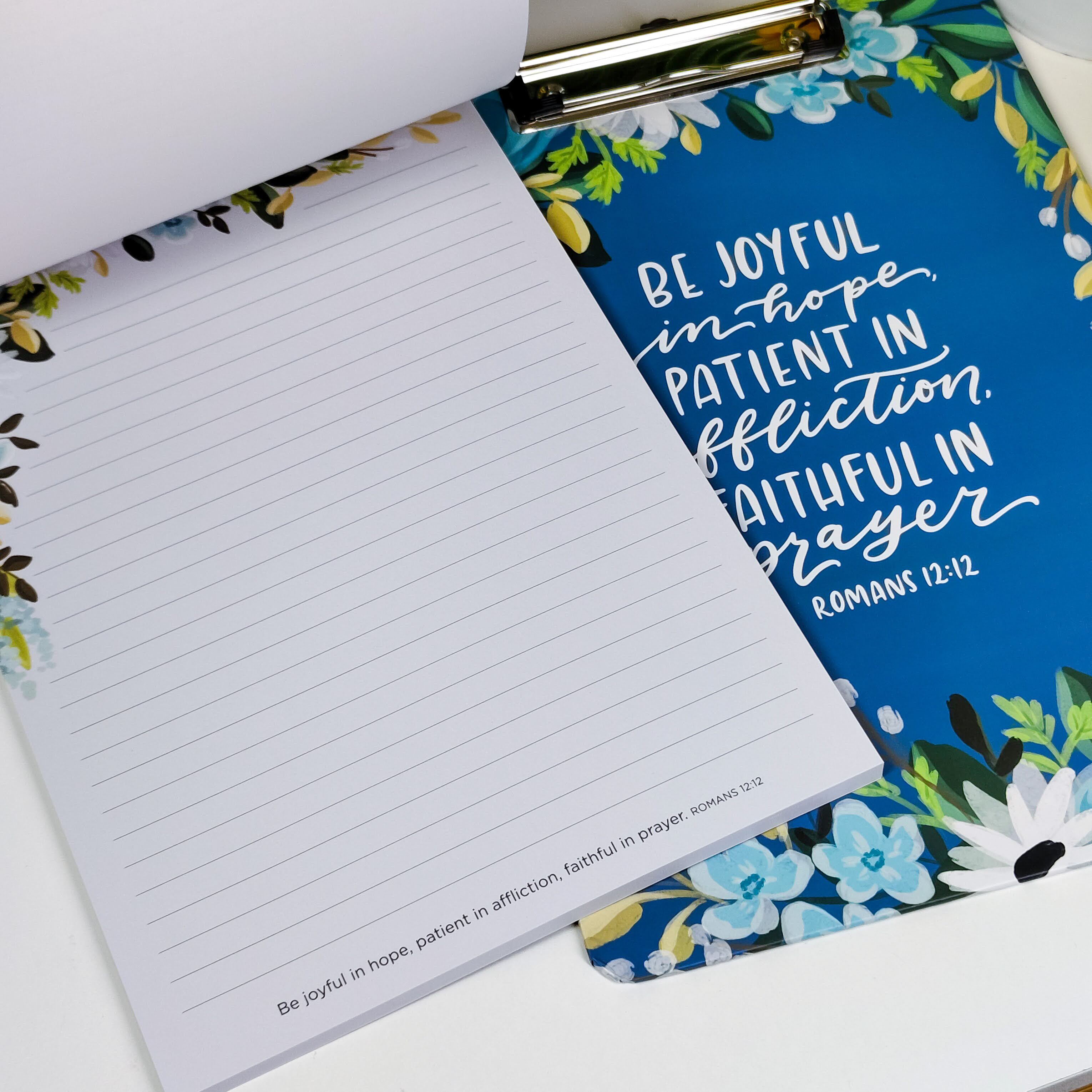 Be Joyful in Hope Clipboard with Notepad Gift for Women, Girls and Ladies Unique Birthday, Anniversary and Wedding Gift.