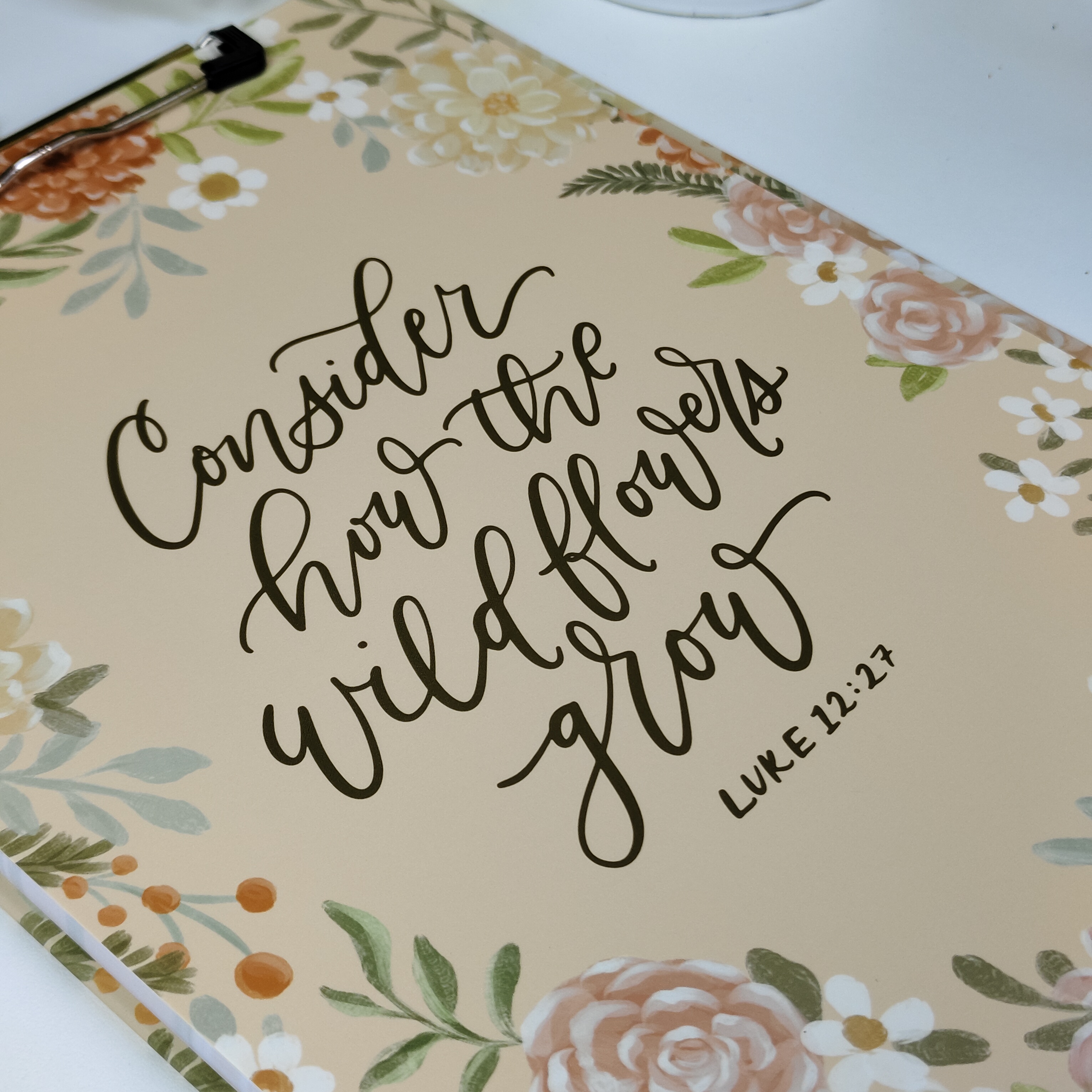 Consider How the Wildflowers Grow” Clipboard with Notepad Gift for Women, Girls and Ladies