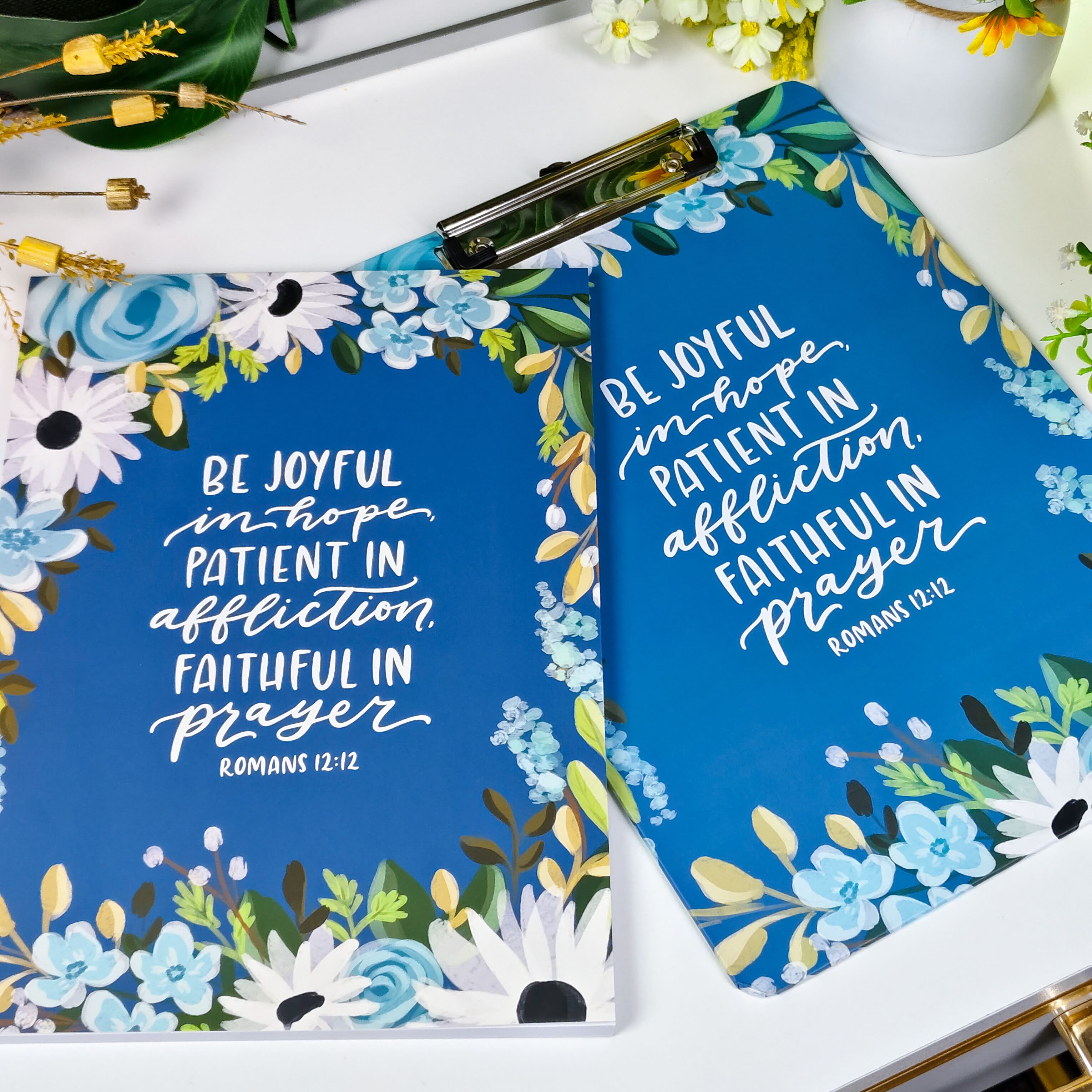 Be Joyful in Hope Clipboard with Notepad Gift for Women, Girls and Ladies Unique Birthday, Anniversary and Wedding Gift.