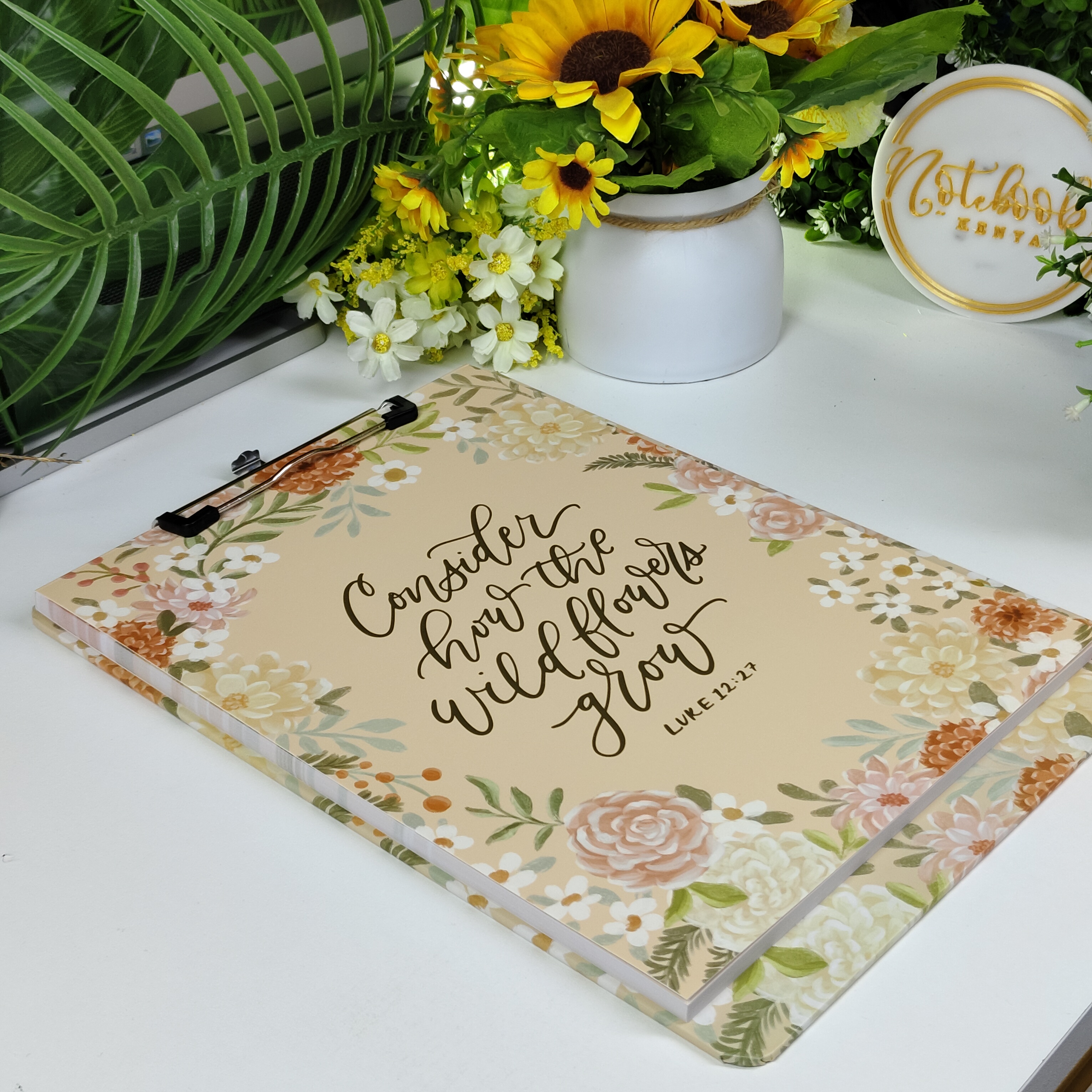 Consider How the Wildflowers Grow” Clipboard with Notepad Gift for Women, Girls and Ladies