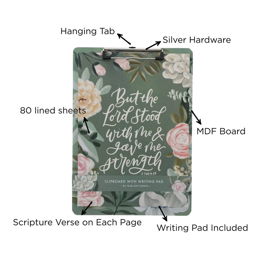 But the Lord Stood with Me and Gave Me Strength” Clipboard with NotepadGift for Women, Girls and Ladies Unique Birthday, Anniversary and Wedding Gift.