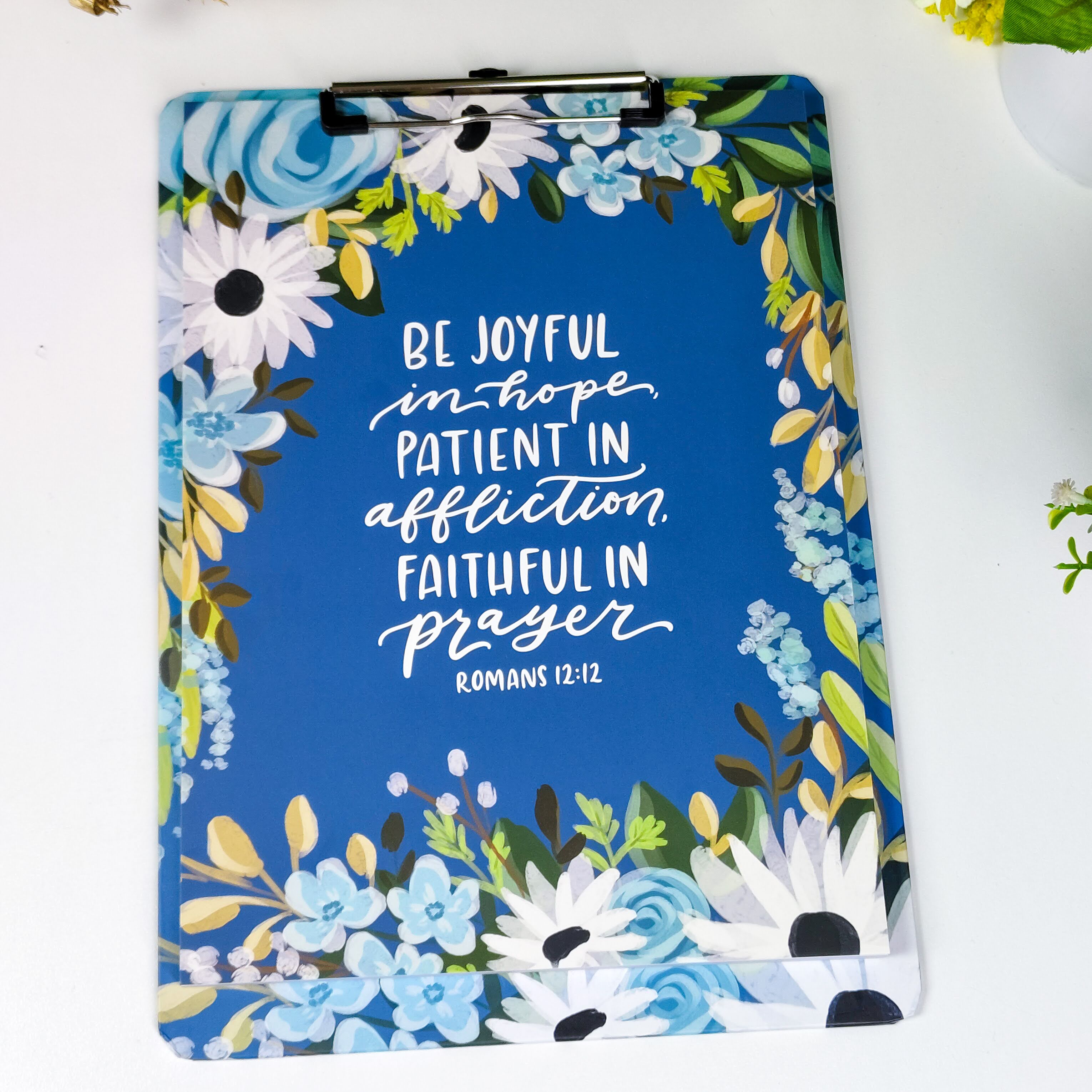 Be Joyful in Hope Clipboard with Notepad Gift for Women, Girls and Ladies Unique Birthday, Anniversary and Wedding Gift.