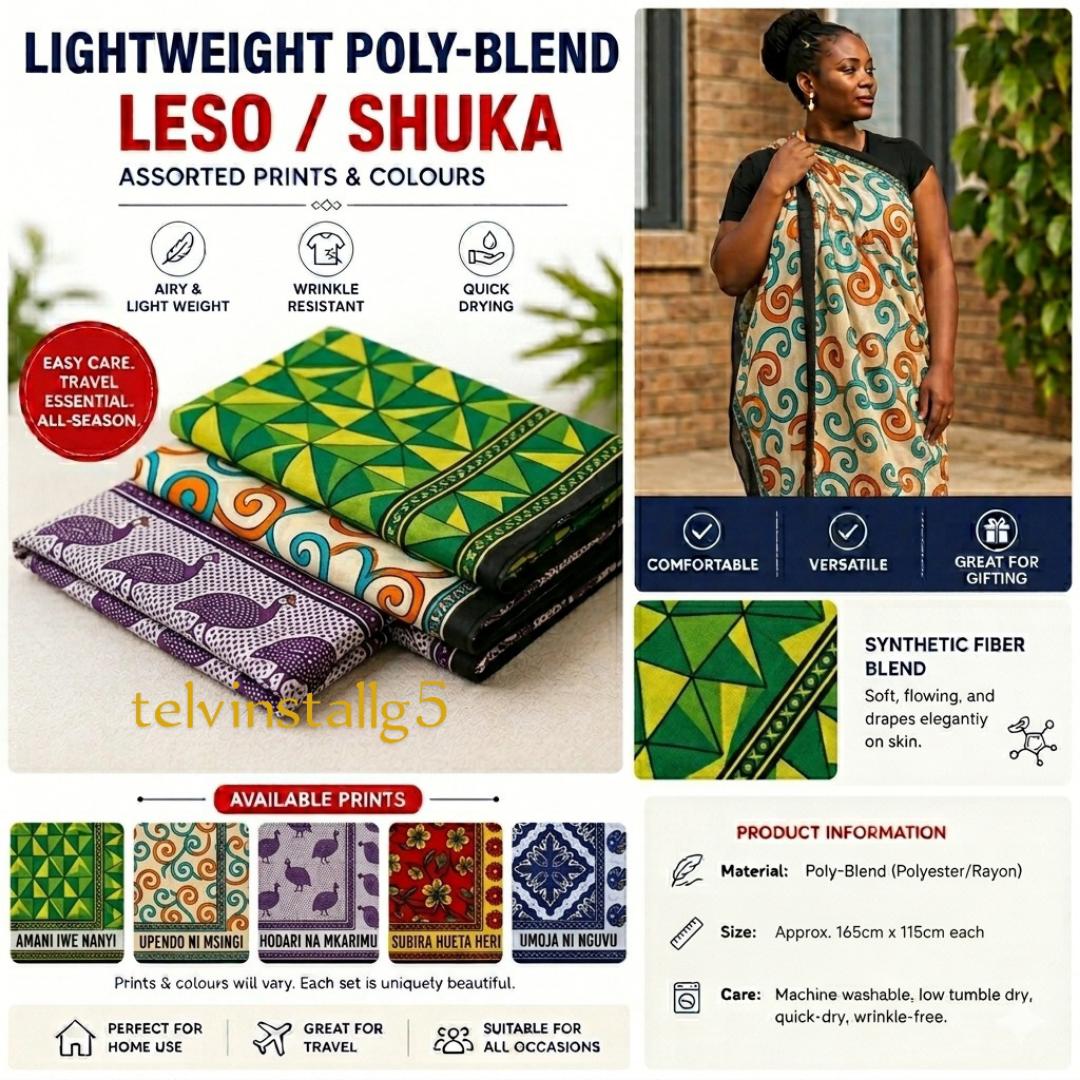 HIGH QUALITY VIBRANT African Lesso / Shuka Wrap Set - Soft and smart, Assorted Prints & Colours