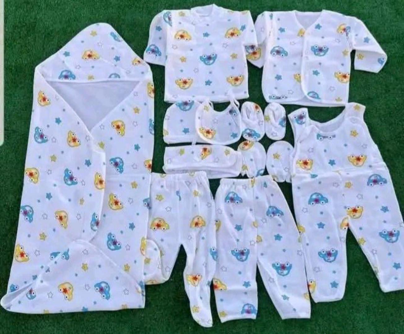 NEWBORN ESSENTIAL SET: Baby Nest+ 5 in 1 diaper bag+11 pieces suit+3 wetpants 6 socks+ 6 vests+2 mittens+baby blanket+2 kofias+bath basin+ bucket+lessos+ Diapers+6 nappie+6 liners+2 wrappers+umbrella