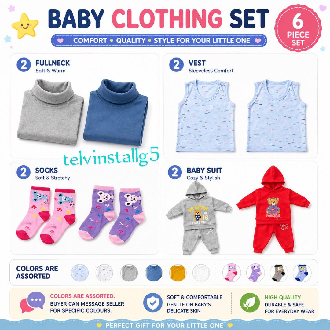 Baby Clothing Bundle | Multiple Combo Variations | Fullneck, Vest, Socks & Baby Suits
