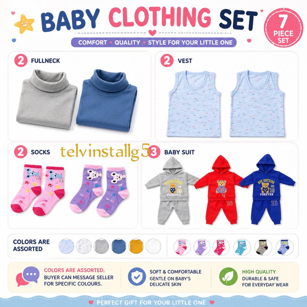 Baby Clothing Bundle | Multiple Combo Variations | Fullneck, Vest, Socks & Baby Suits