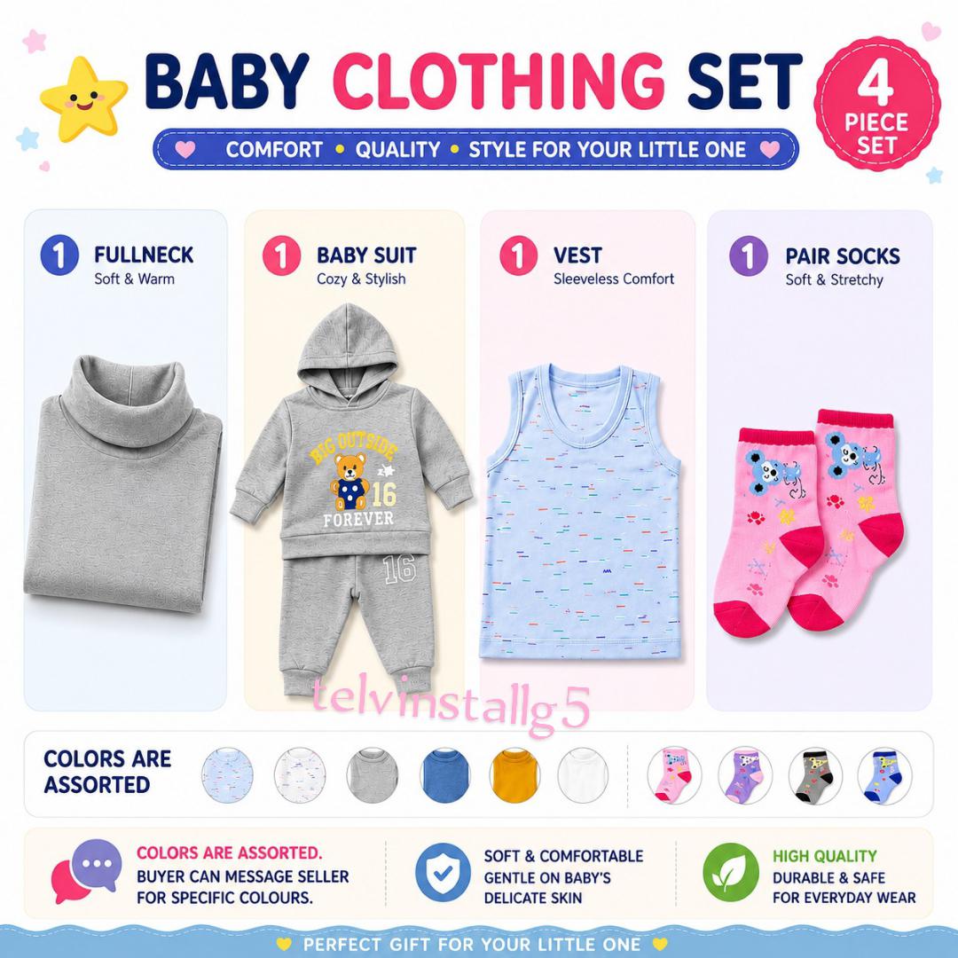 Baby Clothing Bundle | Multiple Combo Variations | Fullneck, Vest, Socks & Baby Suits
