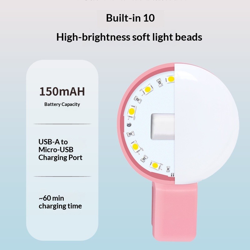 Portable Led Selfie Ring Light Mini Rechargeable Fill Light Live Clip-On Bulb Beauty Usb Photographic Super Bright Lighting For Makeup Vlog Video Recording Led Selfie Lamp Ring Novelty Makeup Lighting