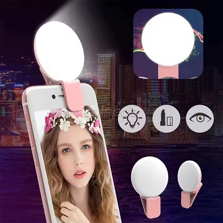 Portable Led Selfie Ring Light Mini Rechargeable Fill Light Live Clip-On Bulb Beauty Usb Photographic Super Bright Lighting For Makeup Vlog Video Recording Led Selfie Lamp Ring Novelty Makeup Lighting