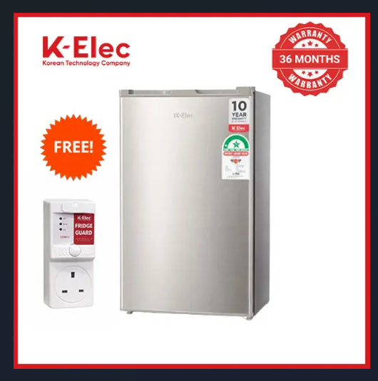 K-ELEC 90L Single Door Fridge | Silver | Energy Saving | Fast Cooling + FREE Fridge Guard