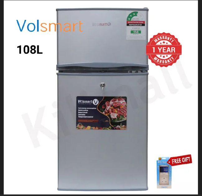 Volsmart 108L Double Doors VL-BCD108 Fridge Freezer Energy Saving Refrigerator with Lock and Keys