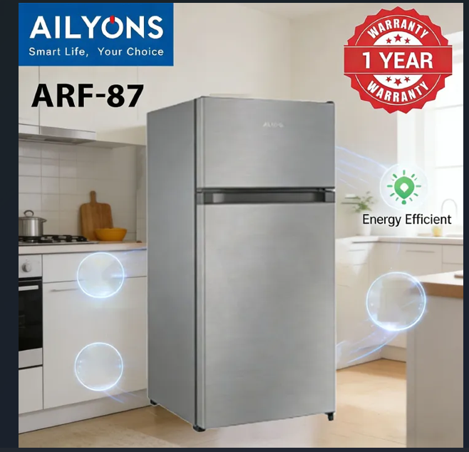 AILYONS 86L Double Door Fridge ARF-87 Refrigerator - Silver Grey