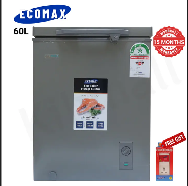 ECOMAX 60L Chest Freezer Portable Refrigerator Single Door Fridge Energy-saving Fast Cooling with Lock and Keys BD-60